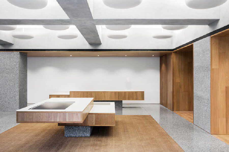 極簡風(fēng)原木幾何水磨石辦公室大廳