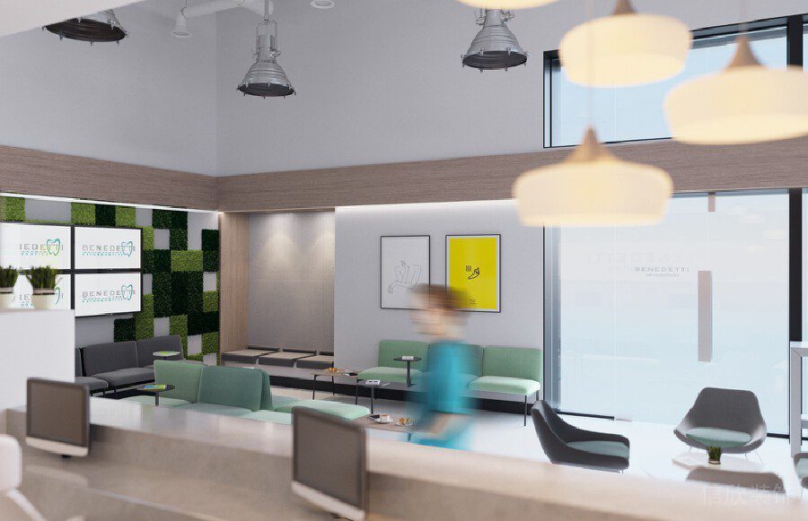 復古辦公室前臺區(qū)牙科診所私人機構(gòu)裝修設計