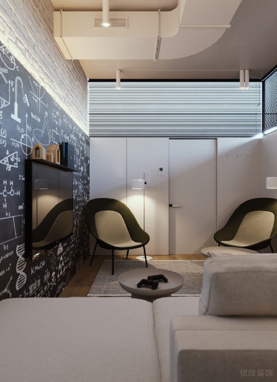 醫(yī)生就診室天花工業(yè)風裝修設(shè)計涂鴉墻效果