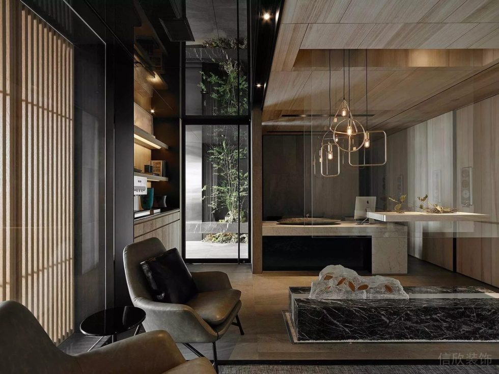 復古辦公室大理石現(xiàn)代裝修設計公共洽談室裝修