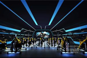 動感單車教室暗色直線線條創(chuàng)意設(shè)計健身房裝修