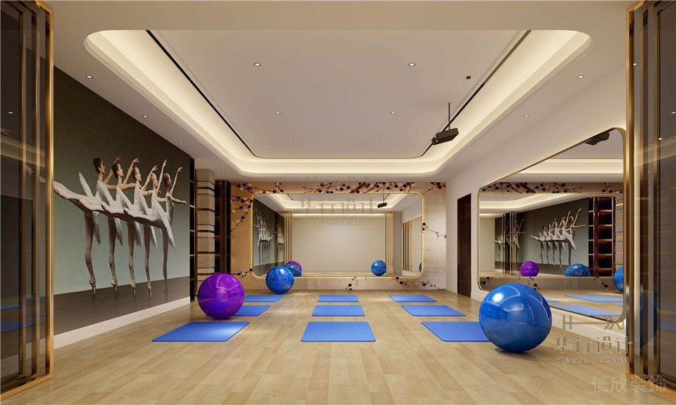 原木風舞蹈教鏡面效果舞蹈培訓機構(gòu)環(huán)形天花