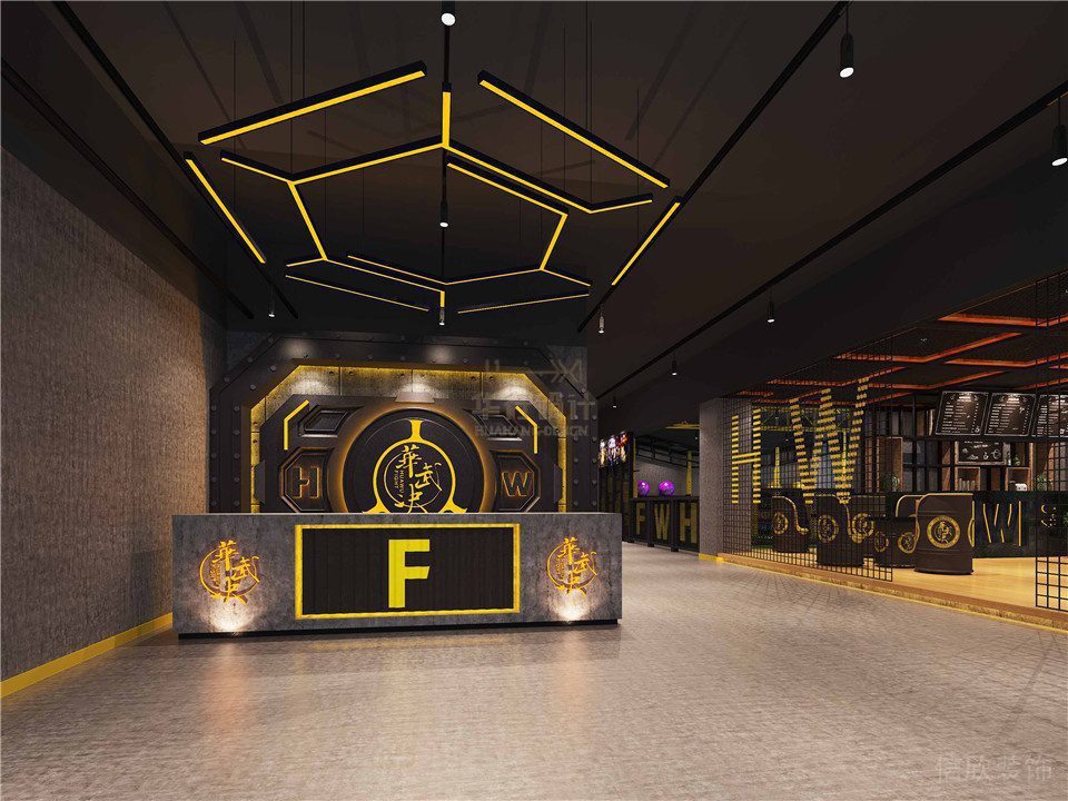 暗色道館深圳市跆拳道培訓機構(gòu)裝修大理石前臺區(qū)