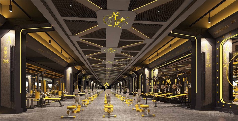 武術培訓機構(gòu)動感單車裝修設計工業(yè)風天花