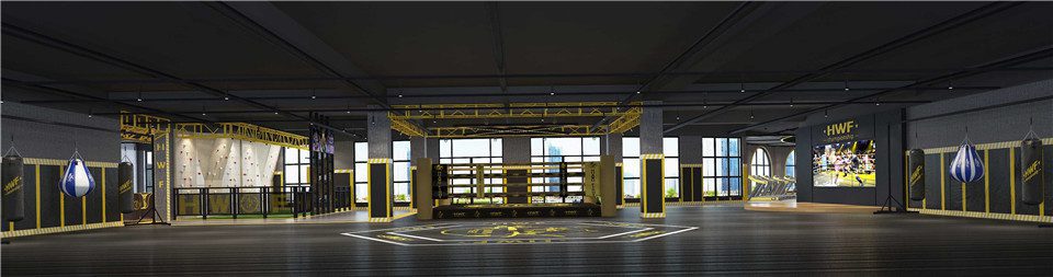 拳擊競賽臺武術培訓機構(gòu)裝修效果全景圖