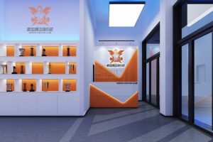 拳擊俱樂部現(xiàn)代前臺區(qū)裝修設(shè)計橙色皮革
