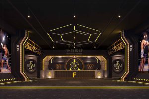 木質(zhì)暗色前臺區(qū)裝修設(shè)計跆拳道裝修