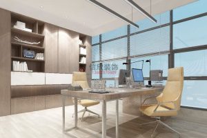 裝修設計經(jīng)理辦公室百葉窗木制地板效果圖