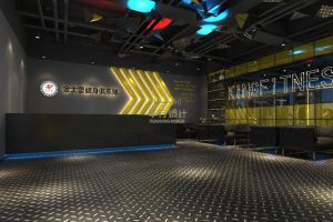 健身房俱樂部前臺(tái)裝修設(shè)計(jì)效果圖暗色設(shè)計(jì)鋼鐵地板