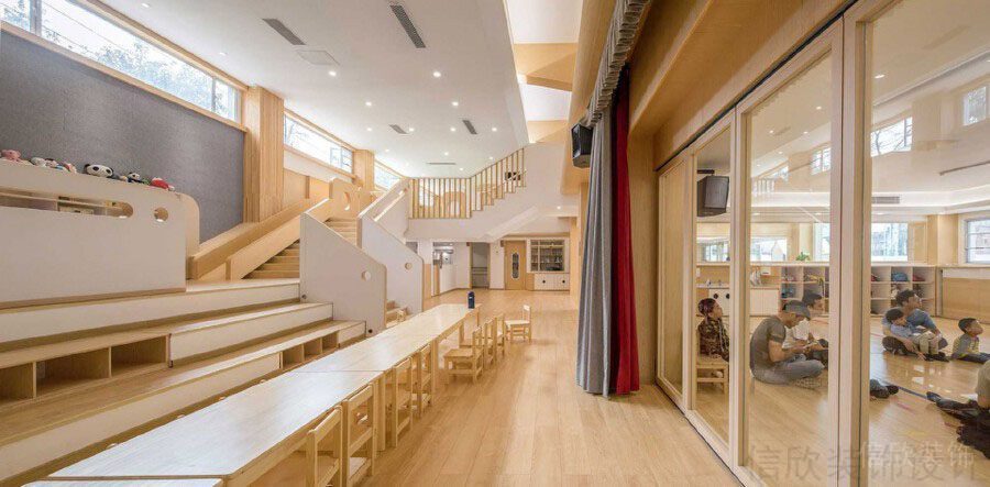 木質日式極簡過道設計音樂教室培訓機構裝修效果