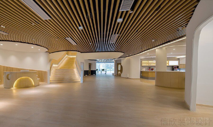 鏤空天花條紋裝修設(shè)計效果圖辦公室