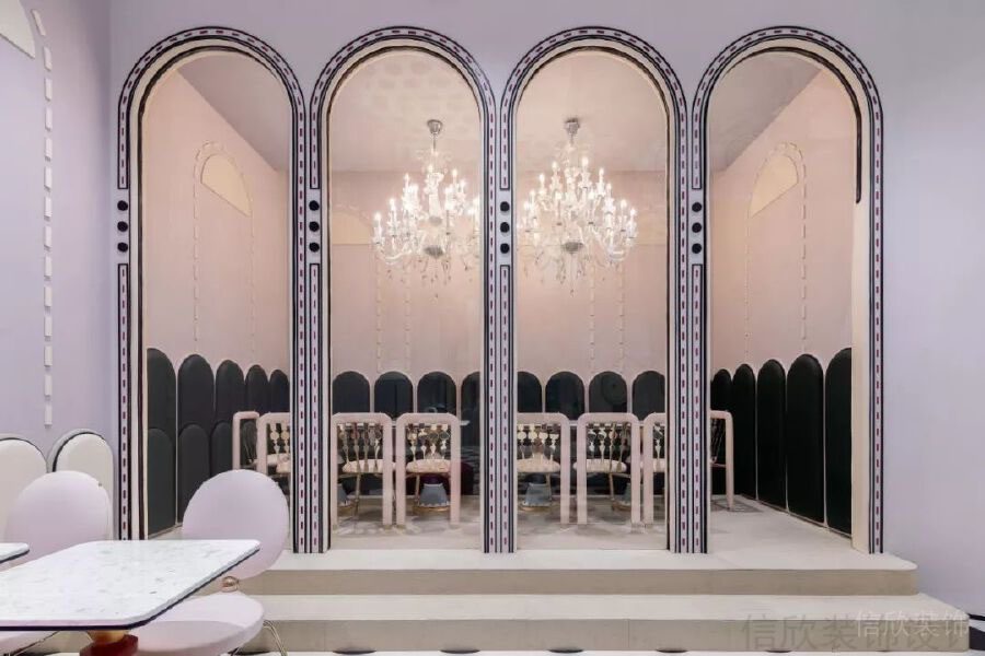 紫色1墻體設計拱形線條車縫線裝飾階梯辦公室效果圖