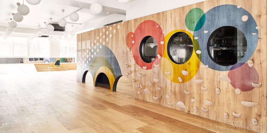 攀巖區域活動裝修設計木質辦公室效果圖