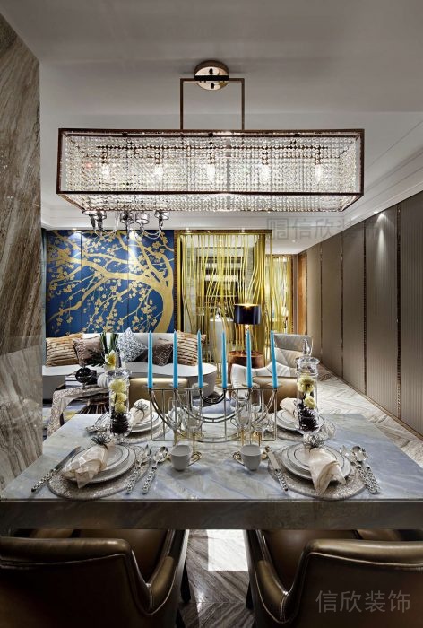 全屋定制設計水晶吊頂古典創(chuàng)意墻體大理石地板