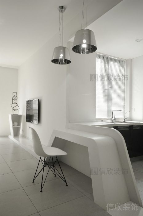 簡(jiǎn)約白金屬天花吊頂大廳套房弧線設(shè)計(jì)