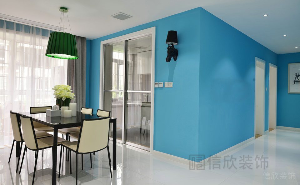 北歐風就餐區(qū)設計圖藍色過道走廊大廳設計