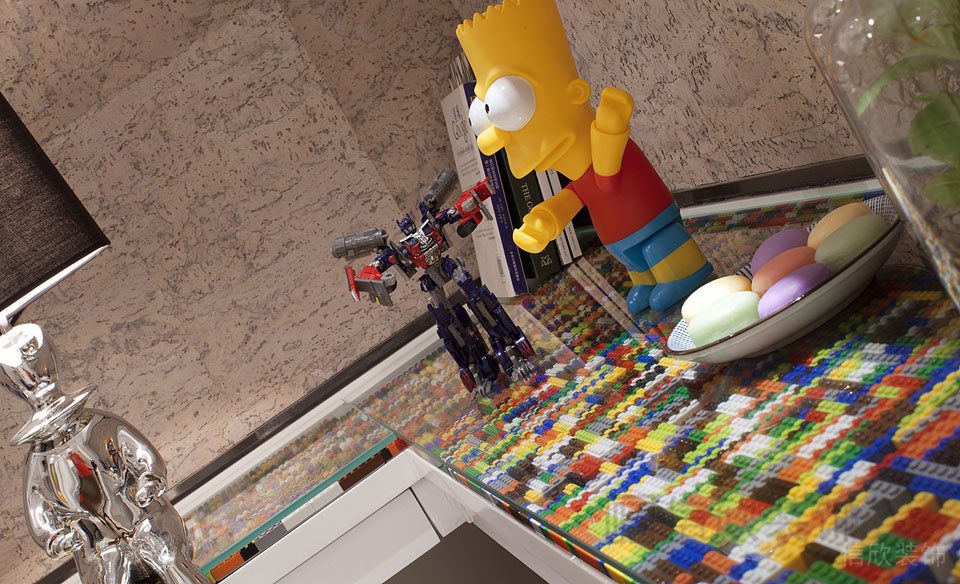 樂(lè)高積木拼貼設(shè)計(jì)兒童房玻璃書(shū)桌創(chuàng)意效果圖