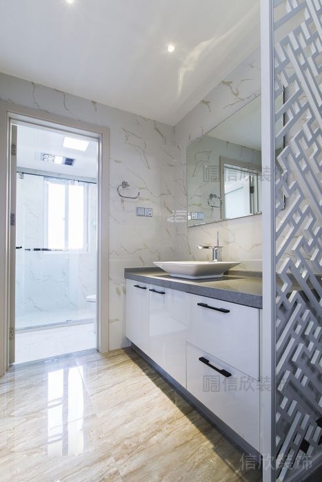 大理石通體設(shè)計瓷磚衛(wèi)生間洗手池干濕分離鏤空墻體隔斷