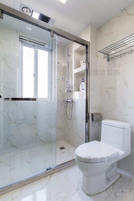 浴室衛(wèi)生間干濕分離區(qū)域設(shè)計白花大理石金屬效果圖獨立衛(wèi)浴
