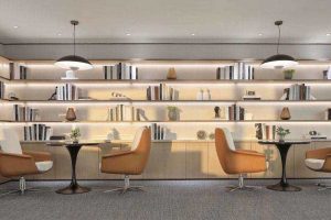 辦公室現(xiàn)代風(fēng)閱讀休閑書吧效果圖