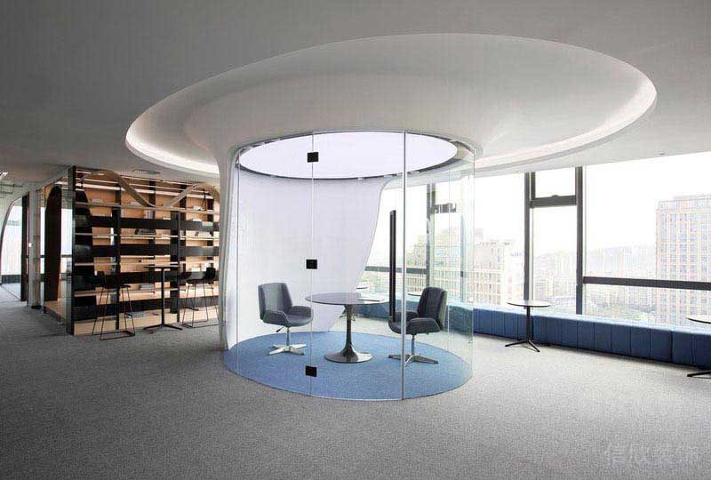 辦公室現(xiàn)代簡約風玻璃隔間效果圖