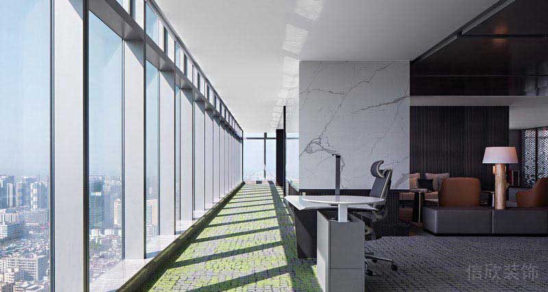 辦公室現(xiàn)代簡約風風景陽臺效果圖