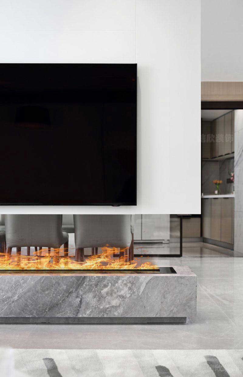 二手房改造現(xiàn)代簡約風電視背景墻效果圖 (2)