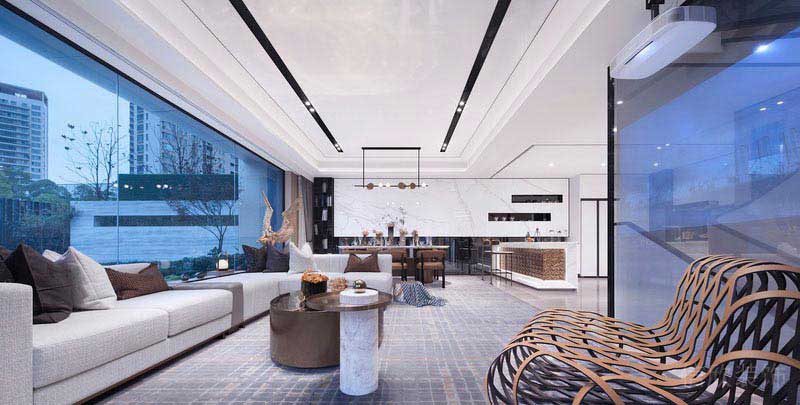 二手房改造現(xiàn)代簡(jiǎn)約風(fēng)客餐廳效果圖 (2)