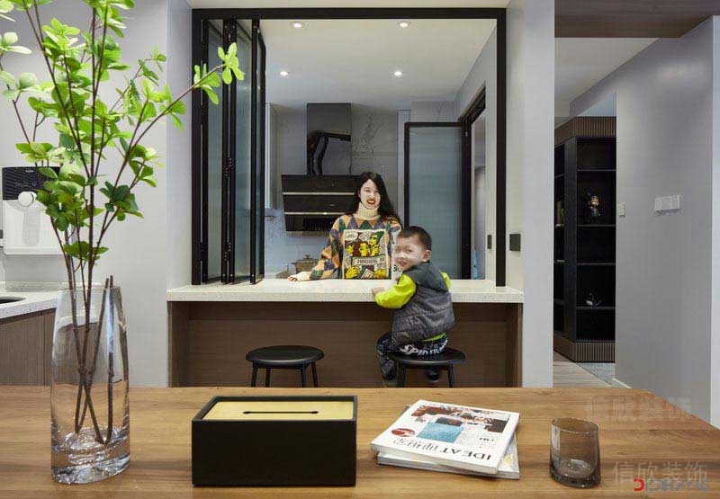 二手房改造現(xiàn)代簡約風開放式廚房效果圖 (2)