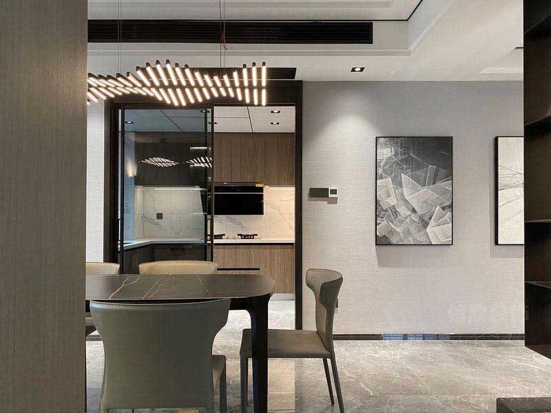 二手房改造現(xiàn)代簡約風開放式廚房餐廳效果圖 (2)