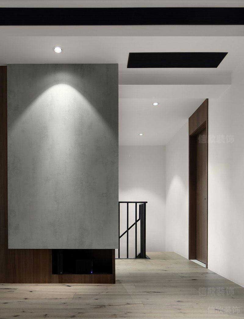 簡(jiǎn)約風(fēng)別墅二樓平頂黑色不銹鋼線條效果圖