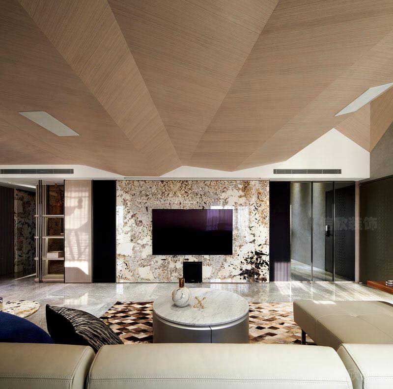 客廳木飾面吊頂設(shè)計(jì)效果