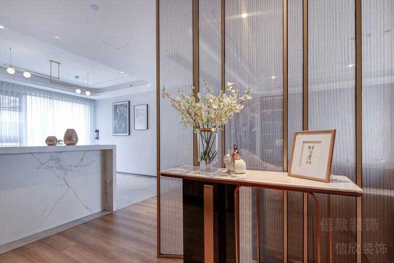 輕奢風(fēng)格辦公室前臺不銹鋼玻璃屏風(fēng)