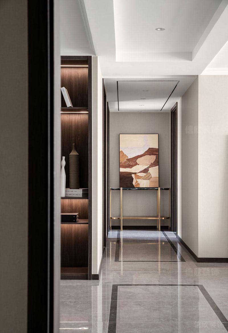 現(xiàn)代大理石地板全屋定制客廳過(guò)道輕奢風(fēng)格的玄關(guān)效果