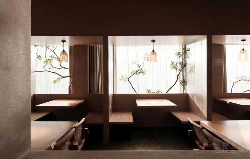 日式風格餐廳卡座用餐區(qū)