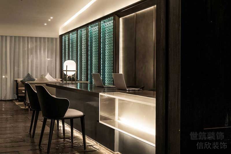 現(xiàn)代風(fēng)格酒店空間前臺吧臺服務(wù)區(qū)