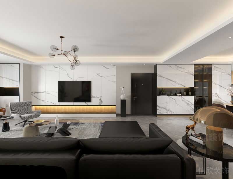 現(xiàn)代風格家居樣板間客廳電視背景墻