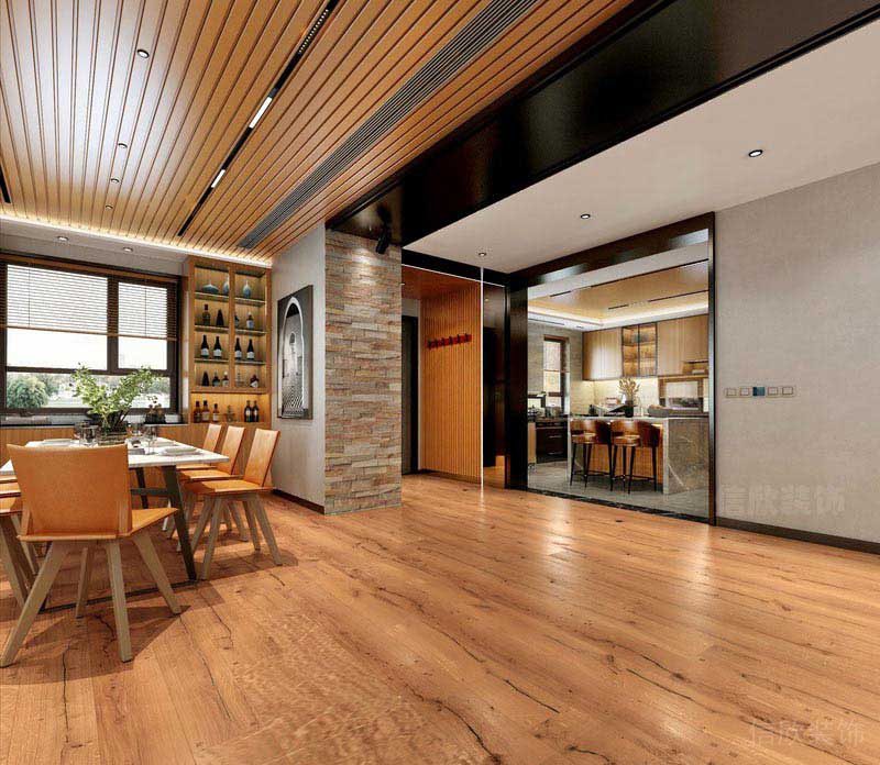 現代風格原木色裝飾餐廳效果圖