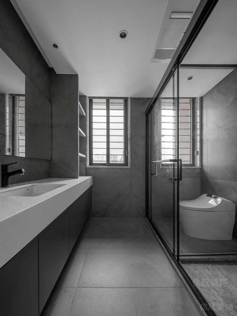 現(xiàn)代風灰色系新房衛(wèi)生間效果圖