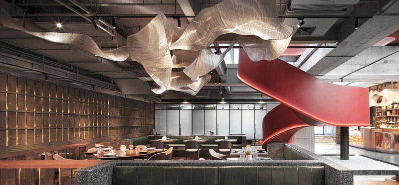 現代工業混搭風餐廳公共區