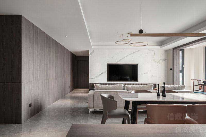 現(xiàn)代極簡(jiǎn)風(fēng)格別墅客餐廳軟裝陳設(shè)