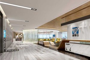 現(xiàn)代原木風辦公室大堂過道