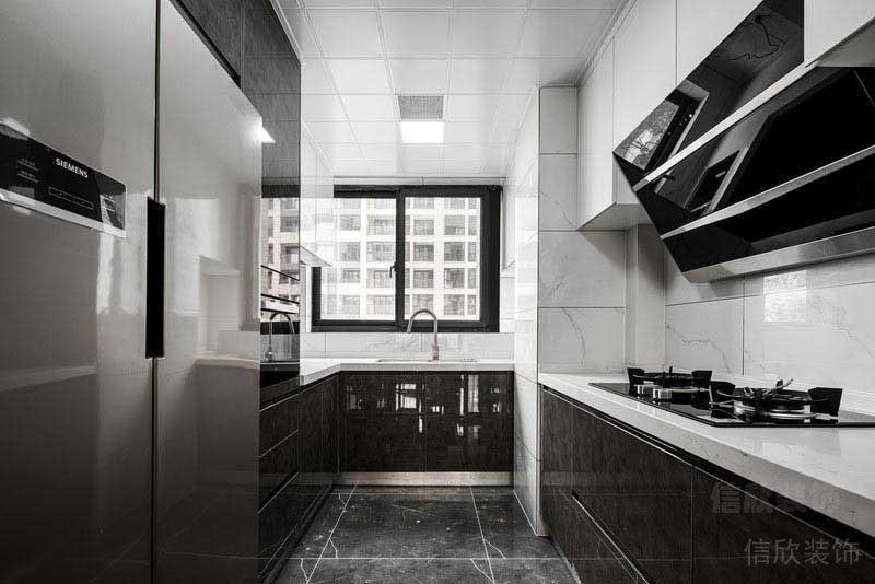 新房后現(xiàn)代風黑白灰廚房效果圖