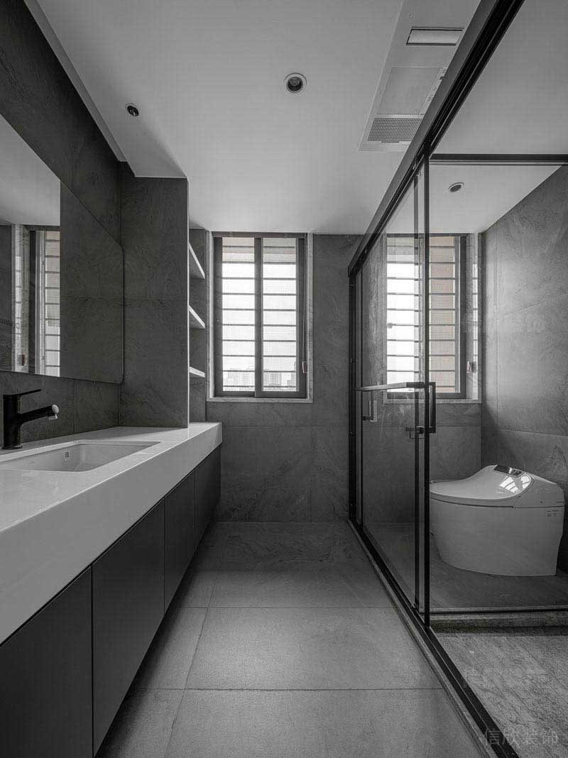 新居后現(xiàn)代風黑白灰衛(wèi)生間效果圖