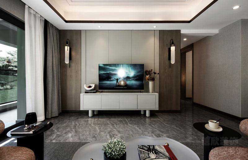 新居現(xiàn)代簡約風電視背景墻效果圖(3)