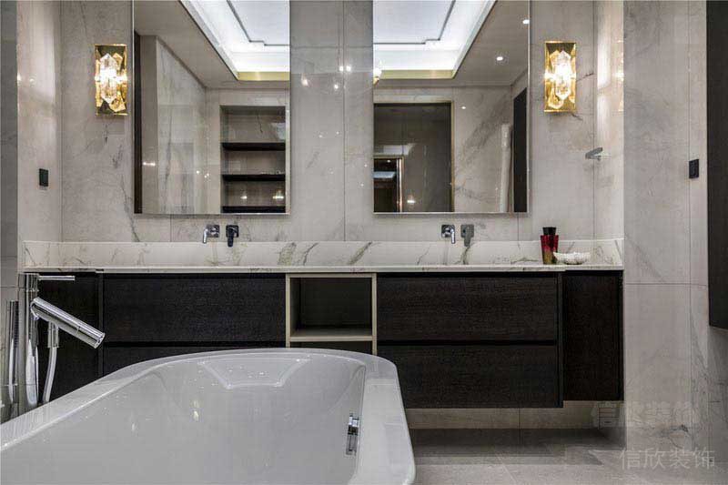 新居現(xiàn)代輕奢風衛(wèi)生間浴室柜效果圖