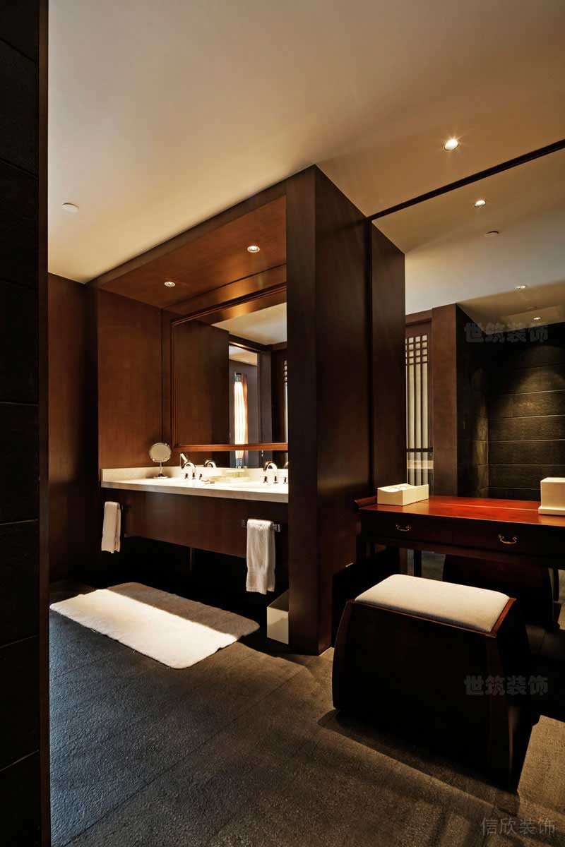 新中式風(fēng)格豪華酒店主題套房衛(wèi)生間洗手臺