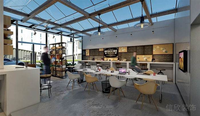 公司員工餐廳白色鋼木餐桌時(shí)尚餐椅