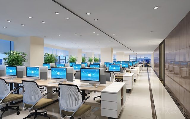 淺色的辦公室裝修平面石膏板天花吊頂設計圖