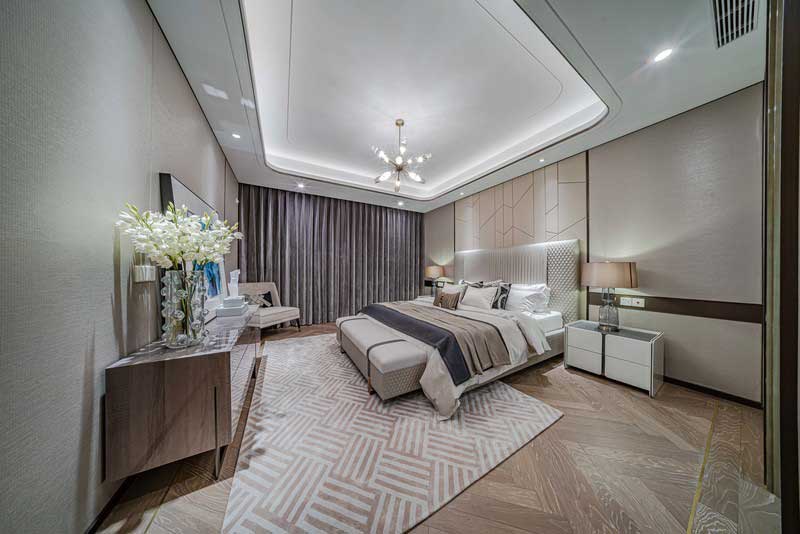 深圳龍崗中心城現(xiàn)代輕奢風(fēng)格家裝新房三居室裝修主臥